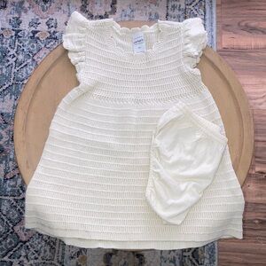 Carter's - Cream Knit Dress with Matching Bloomer